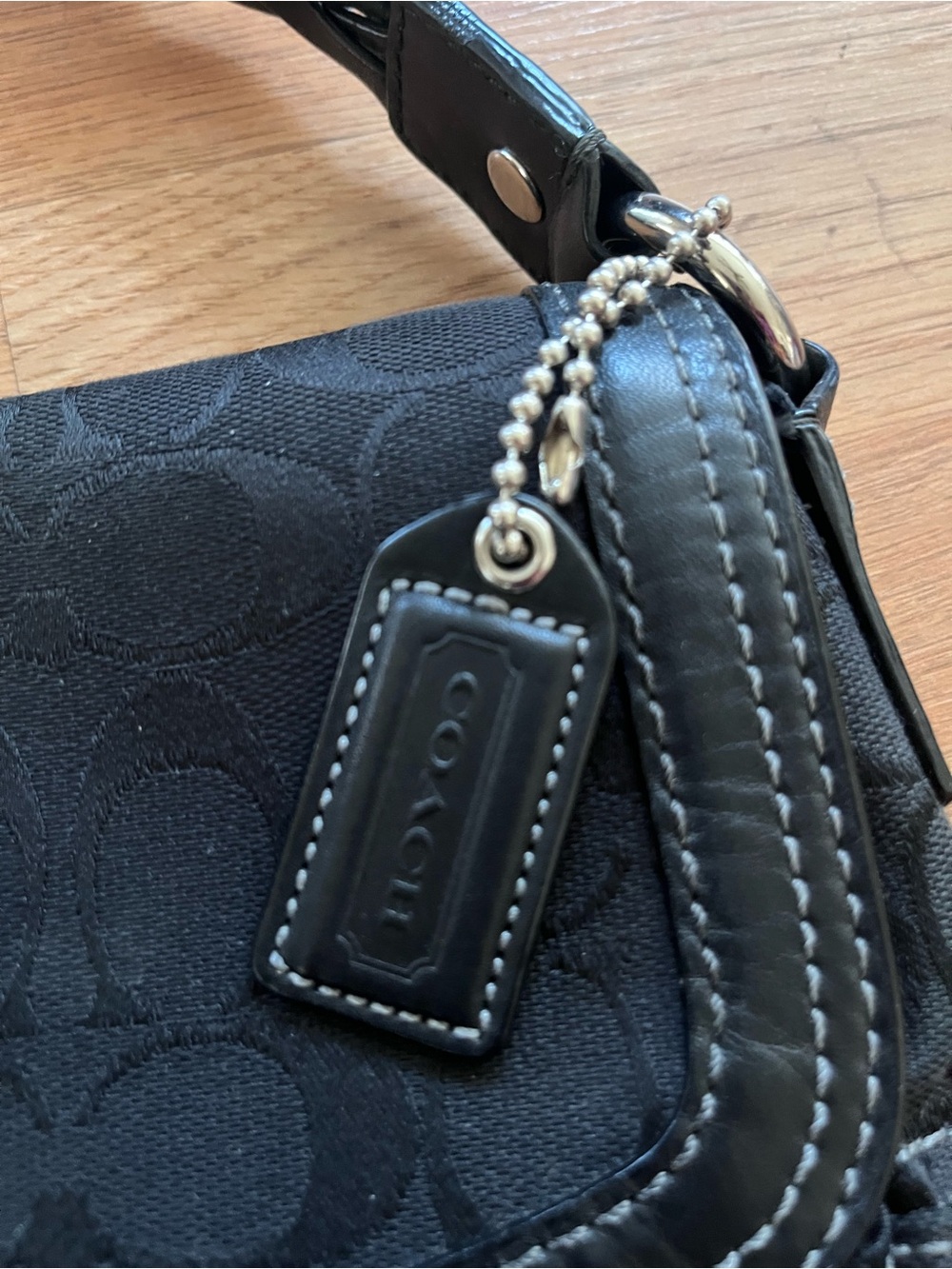 Coach Chelsea Black Signature Flap Canvas Braided Strap Shoulder Bag - Picture 4 of 12
